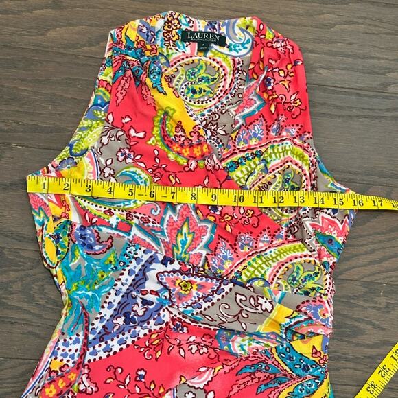 Lauren Ralph Lauren Paisley Jersey Dress Size 4 - Picture 7 of 10